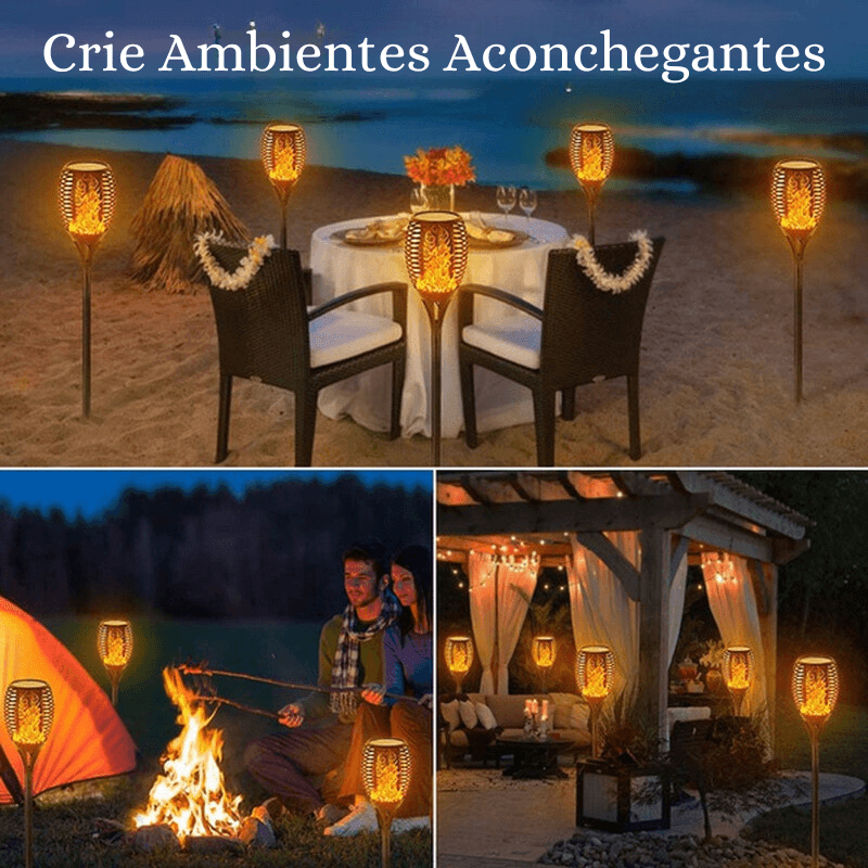 Luminária Balizadora Solar em LED - Solar Flame