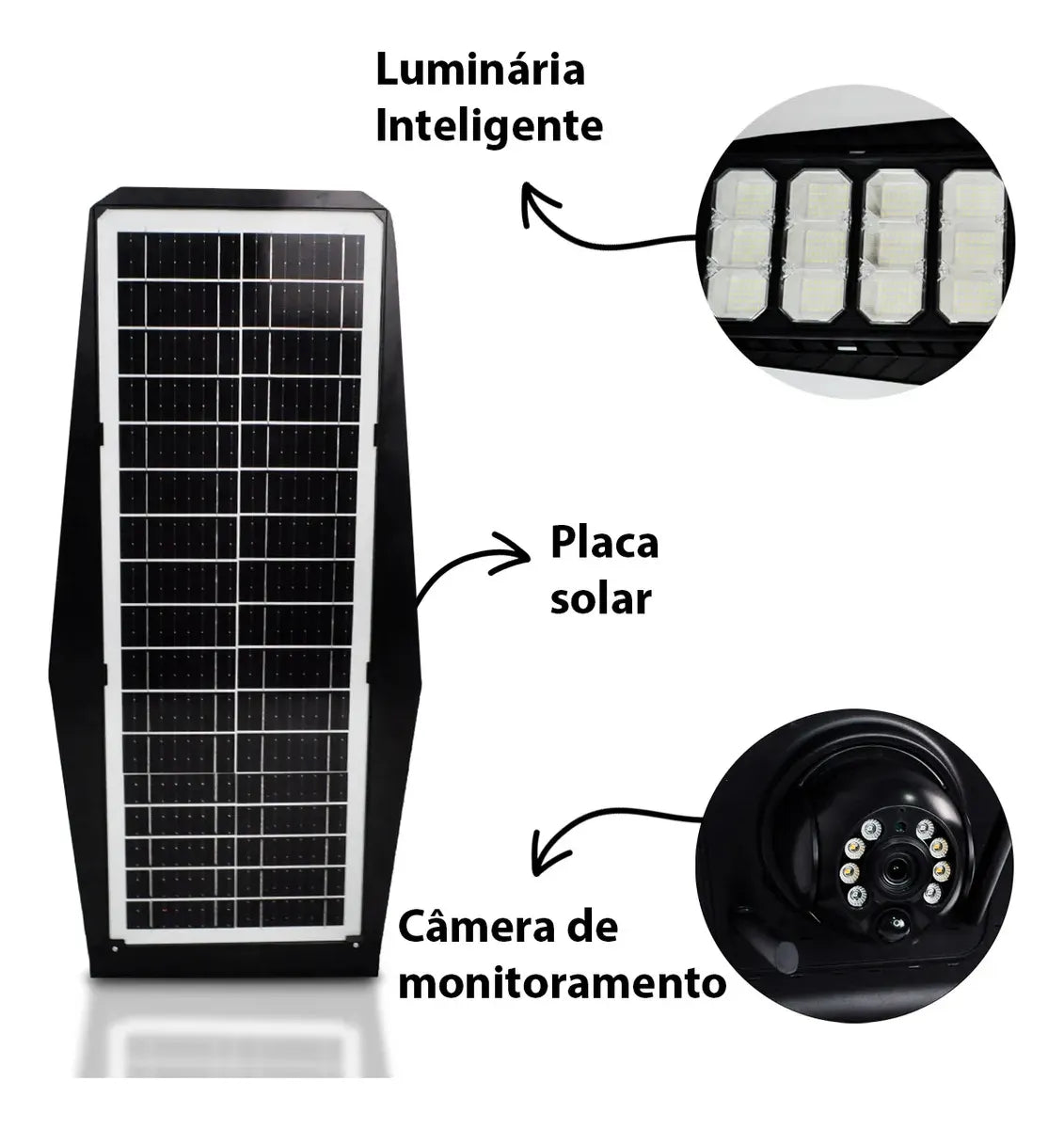 Luminária Solar 400w Com Câmera de Monitoramento Wifi