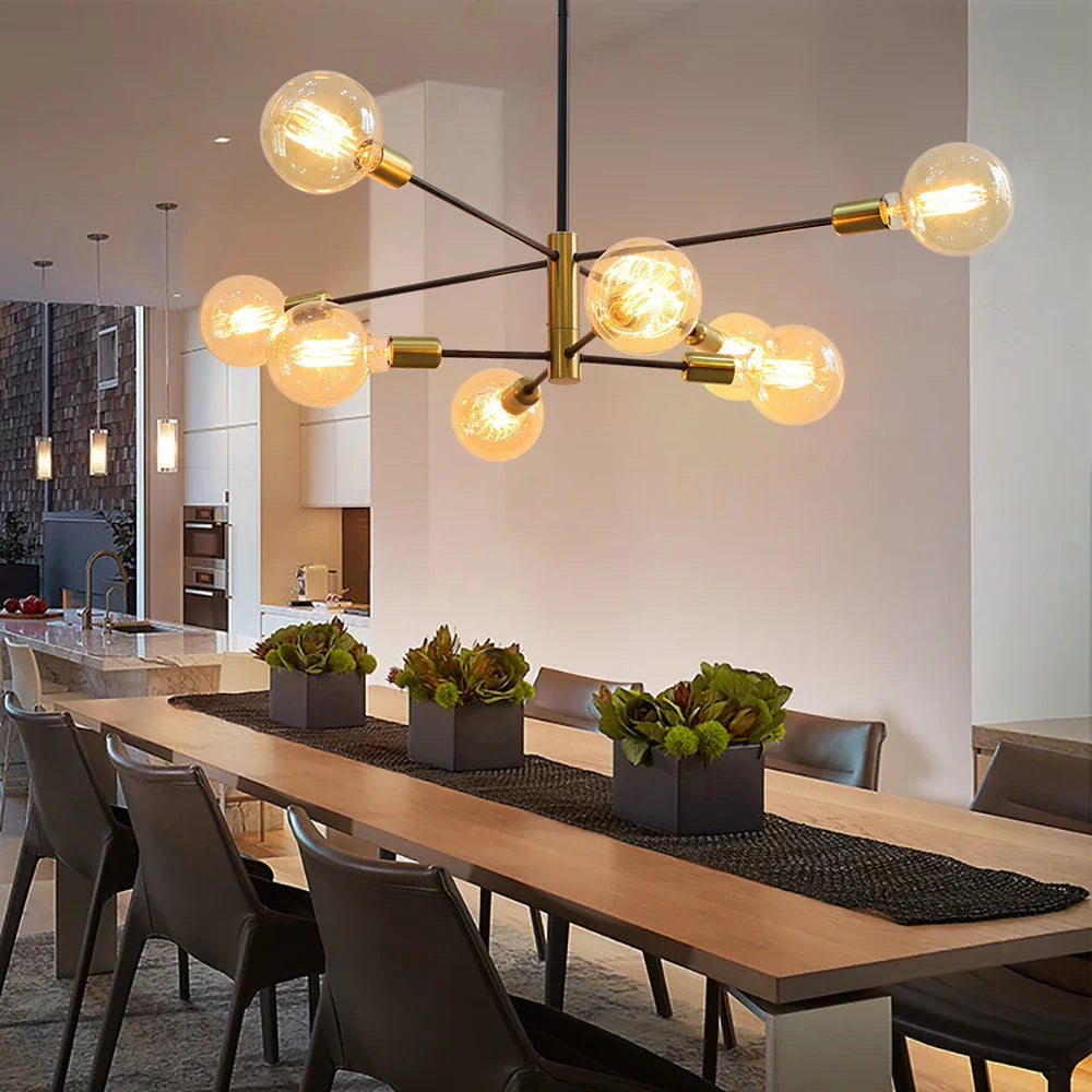 Lustre Pendente Barroco Preto e Dourado