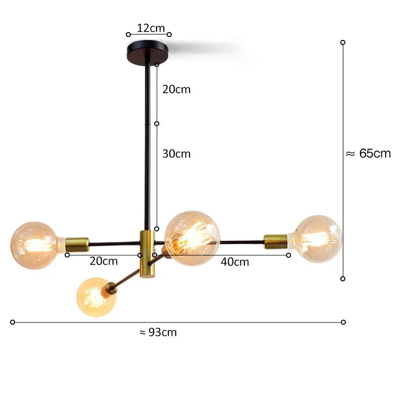 Lustre Pendente Barroco Preto e Dourado