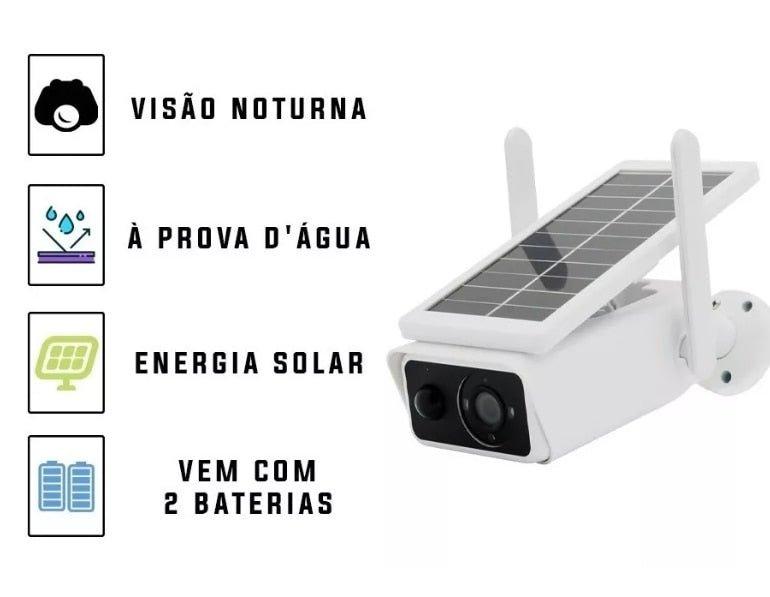 Câmera de Segurança Solar Wifi a Prova D'agua Full HD - Baú Shops
