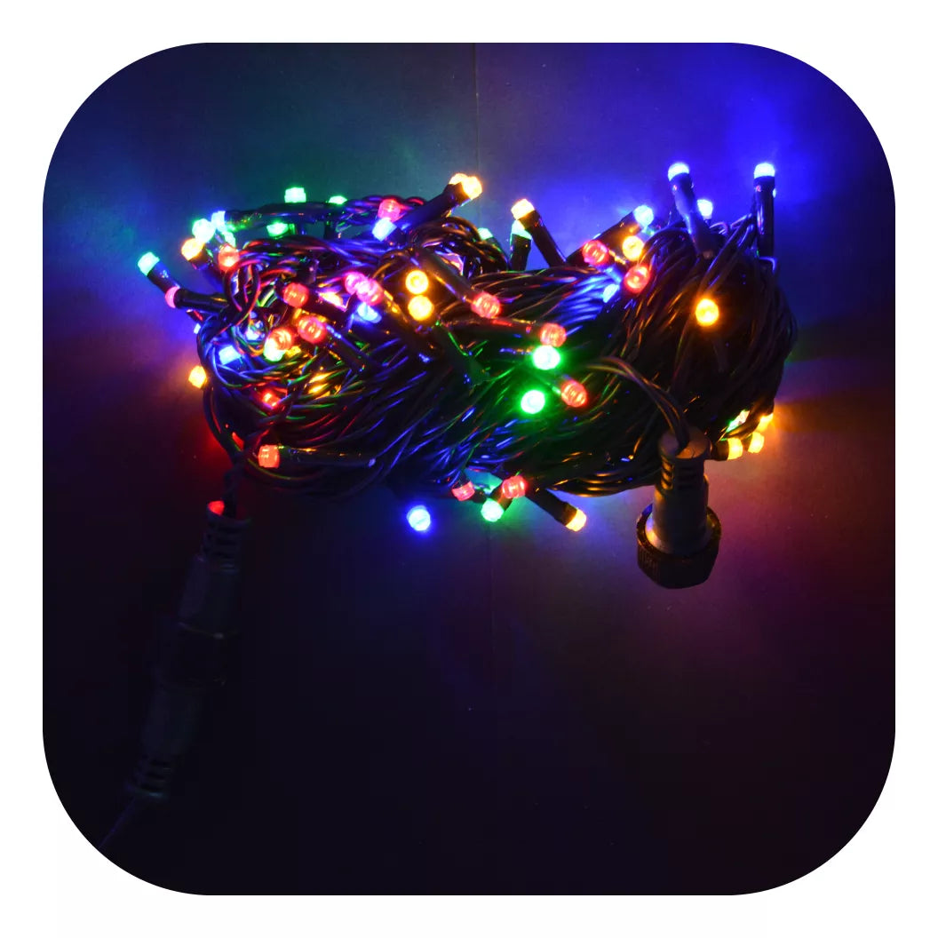 Cordão 100 Led Fixo Prova D'água Lilás + 9 Cores Natal 220v Luzes Colorido