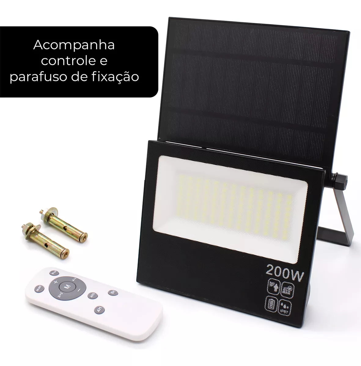 Refletor Solar Led 200w Placa Prova Dágua Dobrável Ajustável