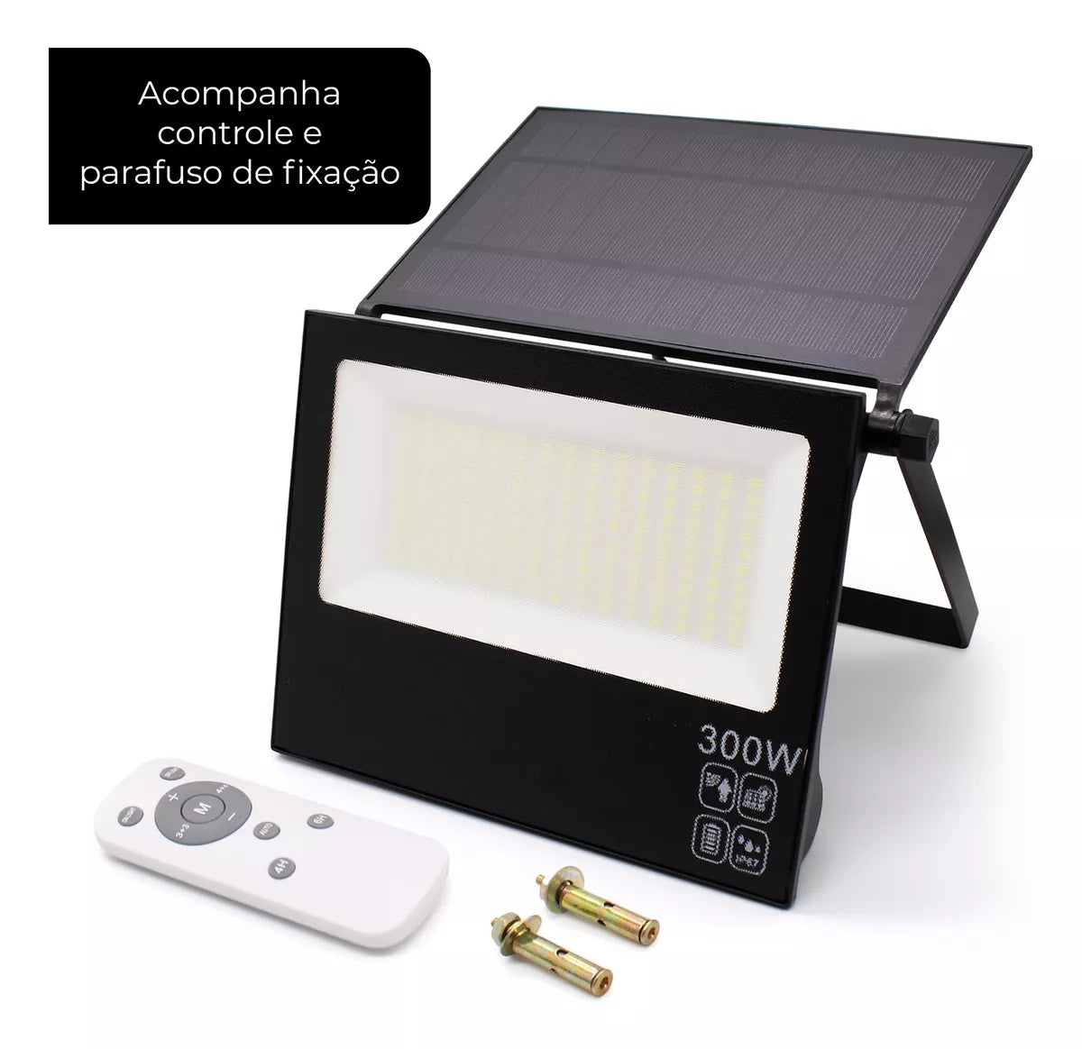 Refletor Solar Led 300w Placa Prova Dágua Sensor Ajustável