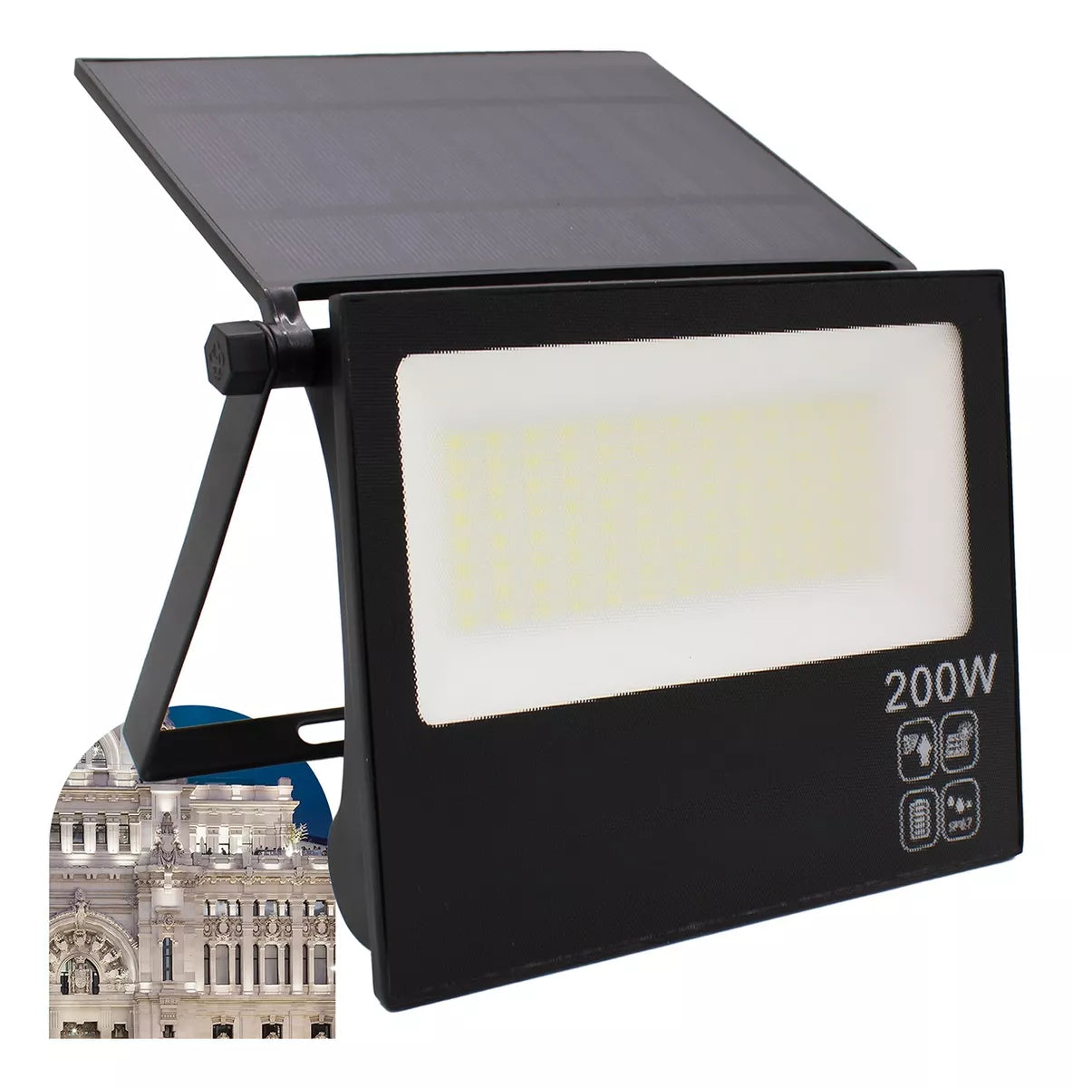 Refletor Solar Led 200w Placa Prova Dágua Dobrável Ajustável