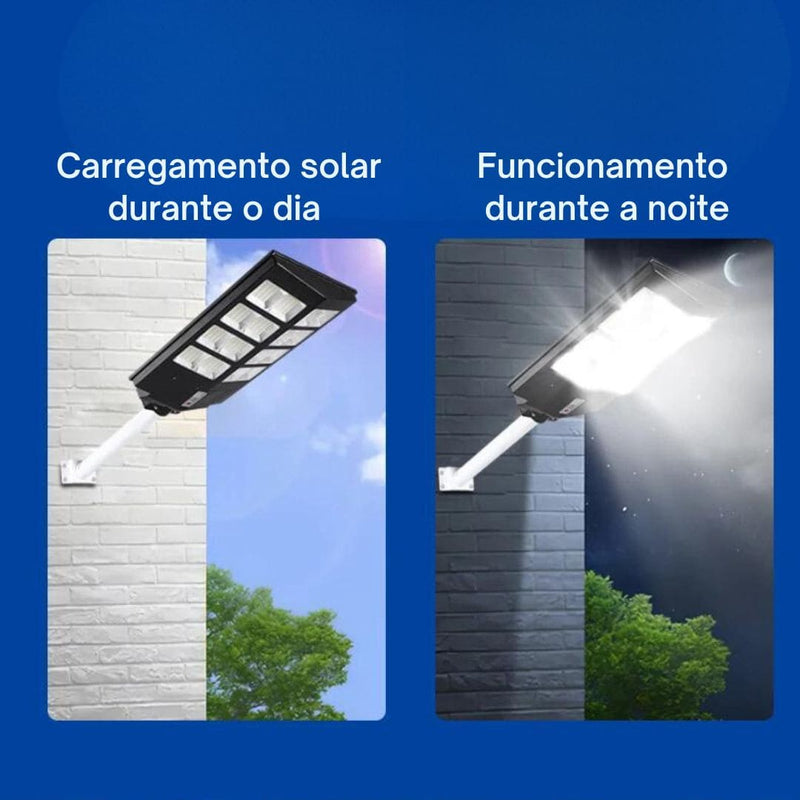 Luminária LED Solar para Chácaras, Quintal, Comércio e Ruas - Parede ou Poste