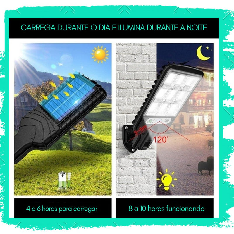 Luminária LED Solar Autossustentável - Solare™ + Brinde E-book - Baú Shops