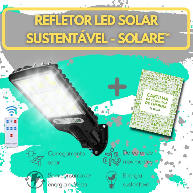 Luminária LED Solar Autossustentável - Solare™ + Brinde E-book - Baú Shops